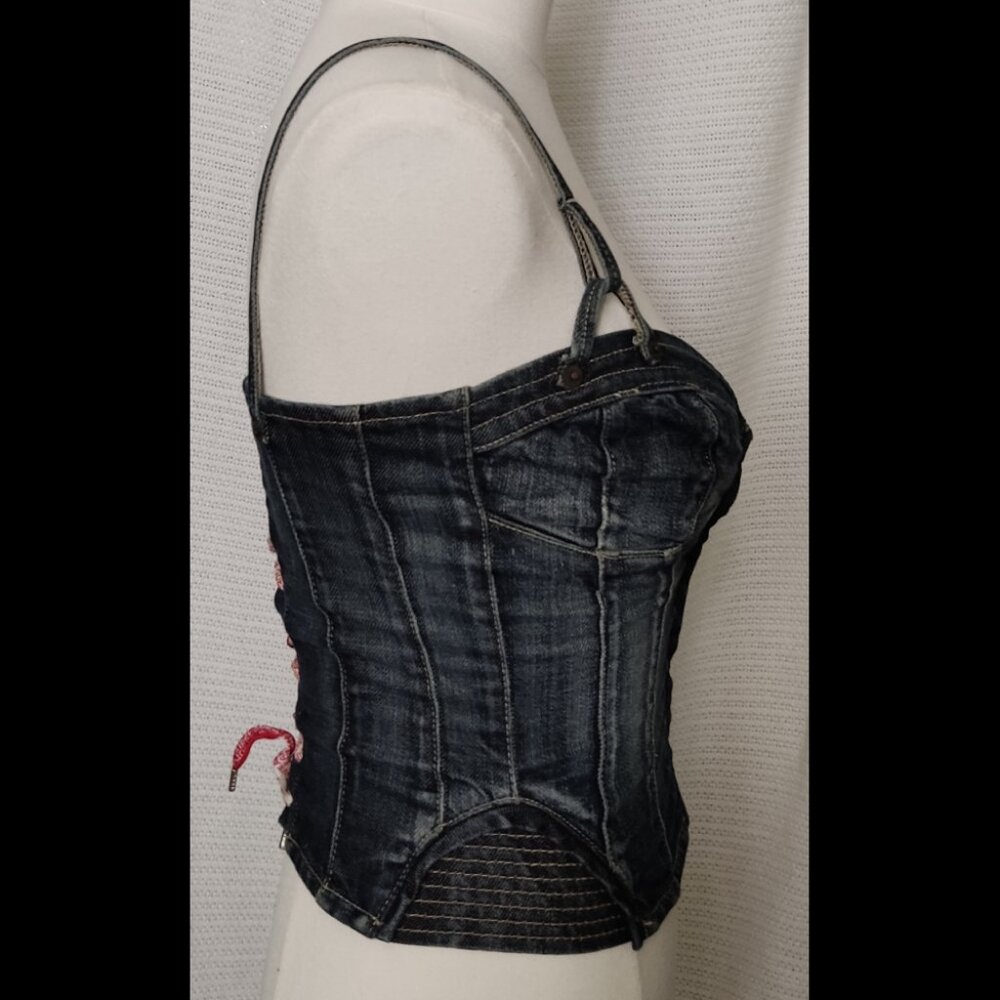 Guess Premium | Denim corset bustier top | Size XS - Picture 4 of 16